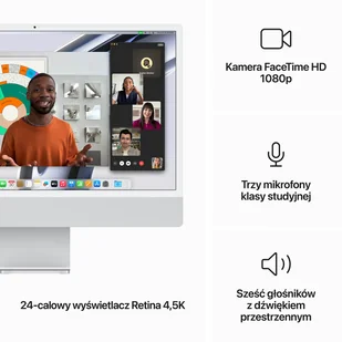 Apple iMac 24" 4,5K Retina M3 8-core CPU + 10-core GPU / 16GB / 512GB SSD / Gigabit Ethernet / Srebrny (Silver) - Zestawy komputerowe - miniaturka - grafika 6