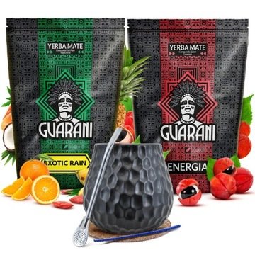 Zestaw Yerba Mate Guarani Energia Exotic Rain tykwa i bombilla 2x500g 1kg