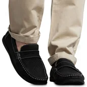 Mokasyny męskie - Mokasyny Półbuty Skórzane Męskie Cabin Czarne 40 - miniaturka - grafika 1