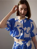 Bluzki damskie - Reserved - Krótka bluzka z modalu - niebieski - miniaturka - grafika 1