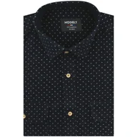 Koszule męskie - Koszula Męska Sztruksowa Codzienna Casual granatowa we wzorki z długim rękawem w kroju REGULAR Modely H612 - miniaturka - grafika 1