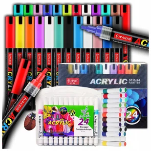 MARKERY AKRYLOWE ZESTAW 48 SZT Pisaki Flamastry Mazaki SUPER COMBO 2mm 4mm - Przybory szkolne - miniaturka - grafika 1