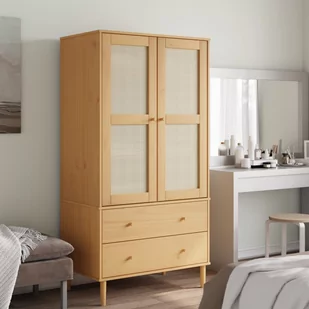 vidaXL Szafa SENJA, imitacja rattanu, brązowa, 90x55x175 cm, sosnowa - Szafy - miniaturka - grafika 1