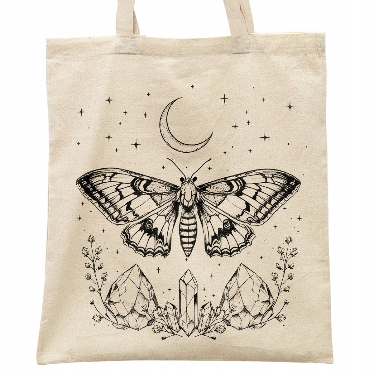 Torba bawełniana na zakupy Kryształy Motyl Księżyc Magia Prezent