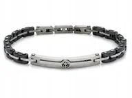 Bransolety męskie - Stalowa elegancka bransoleta męska elementowa oksydowana na prezent r21 - miniaturka - grafika 1