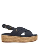 Espadryle damskie - Tommy Hilfiger Espadryle Denim Espadrille Platform Sandal FW0FW08669 Granatowy - miniaturka - grafika 1