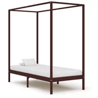 Łóżka - vidaXL Rama łóżka z baldachimem, ciemnobrązowa, lita sosna, 100x200 cm - miniaturka - grafika 1
