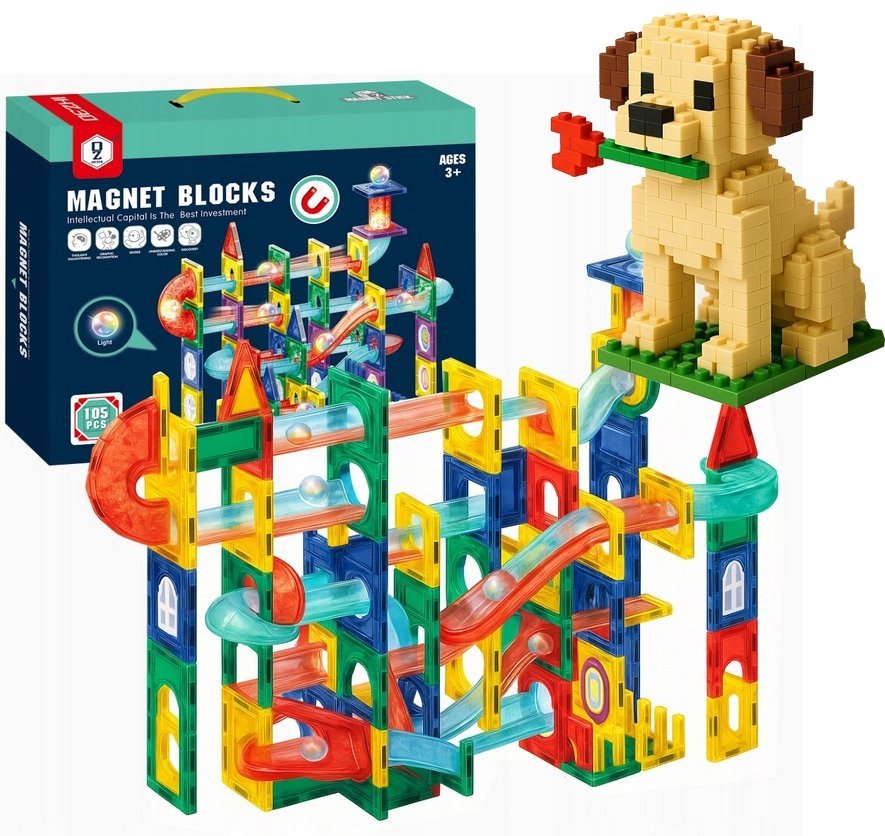 KLOCKI MAGNETYCZNE 105el TOR KULKOWY ŚWICĄCY KULODROM 109A