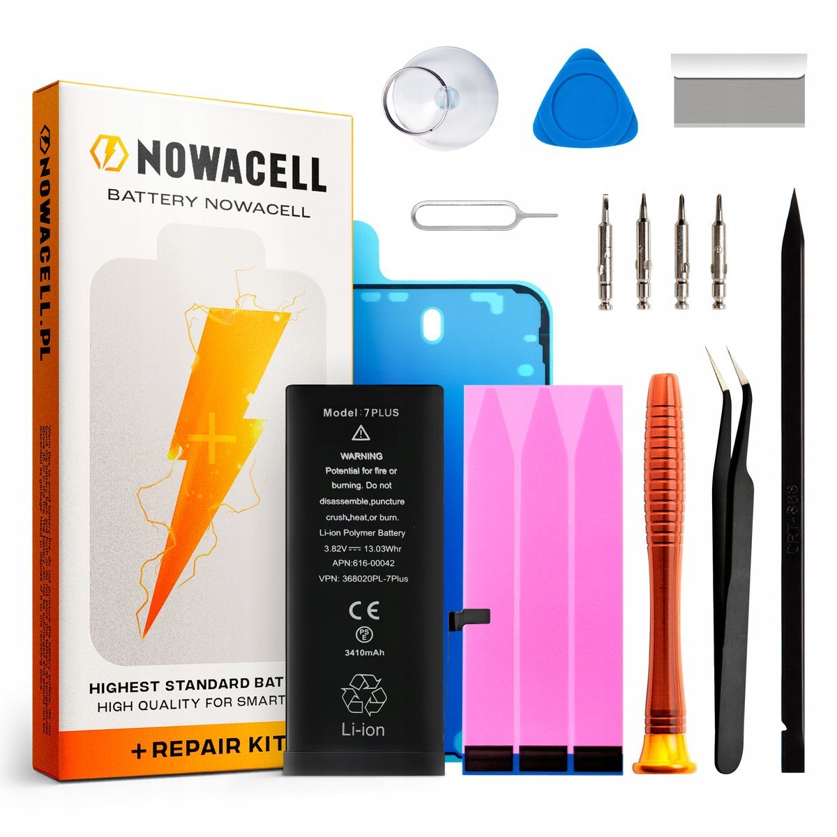 Bateria do iPhone 7 Plus Większa Pojemność 3410 mAh Zestaw NOWACELL