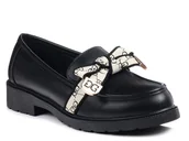 Półbuty damskie - Półbuty damskie czarne eko skóra S.Barski HY330-38 - miniaturka - grafika 1