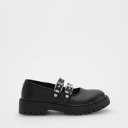 Buty dla dziewczynek - Reserved - Loafersy z zapięciem - Czarny - miniaturka - grafika 1
