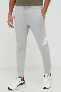 Spodnie męskie - Adidas spodnie dresowe bawełniane męskie kolor szary z nadrukiem - adidas - grafika 1