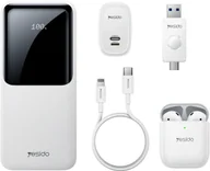 Powerbanki - Yesido Powerbank CG10 EU 10 000 mAh LED Zestaw Prezentowy 5w1. WHITE / BIAŁY - miniaturka - grafika 1