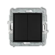 Kostki, złączki, wtyczki - Karlik Mechanizm łącznika schodowego Mini 12MWP-33.1 podtynkowy podwójny bez piktogramu czarny - miniaturka - grafika 1