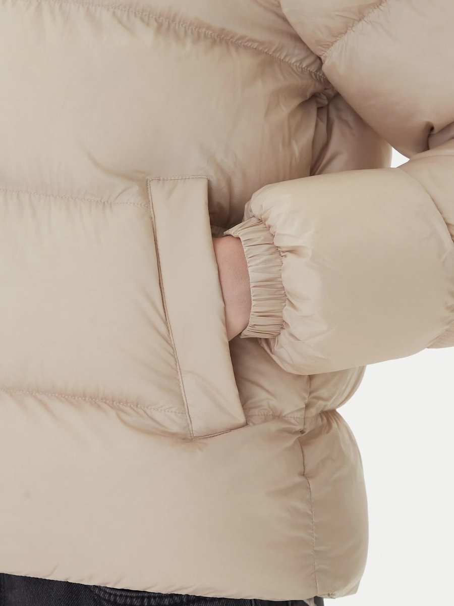 Kurtka damska zimowa adidas JX2947 SHORT PUFFER beżowa-L