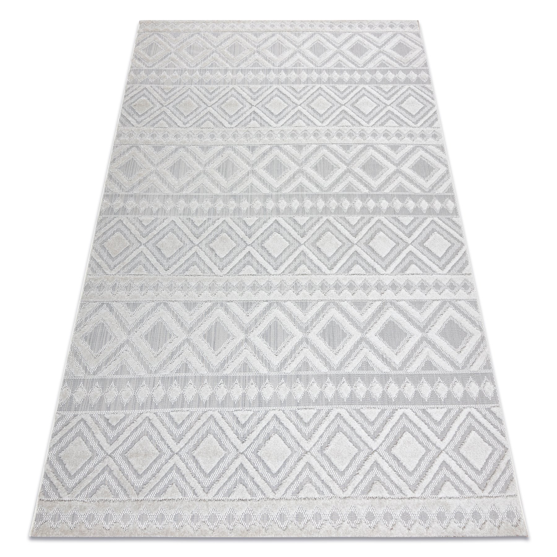 Dywan Strukturalny SOLE D3851 Boho, romby - płasko tkany beż beżowy 80x250 cm