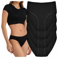 Majtki damskie - 4-PAK Majtki Damskie Bawełniane CZARNE Gładkie Wygodne Kobiece - miniaturka - grafika 1