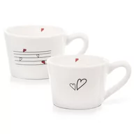 Kubki - Kubki / filiżanki z uchem ceramiczne białe serduszka zestaw 2 szt. 210 ml kod: O-128864 - miniaturka - grafika 1