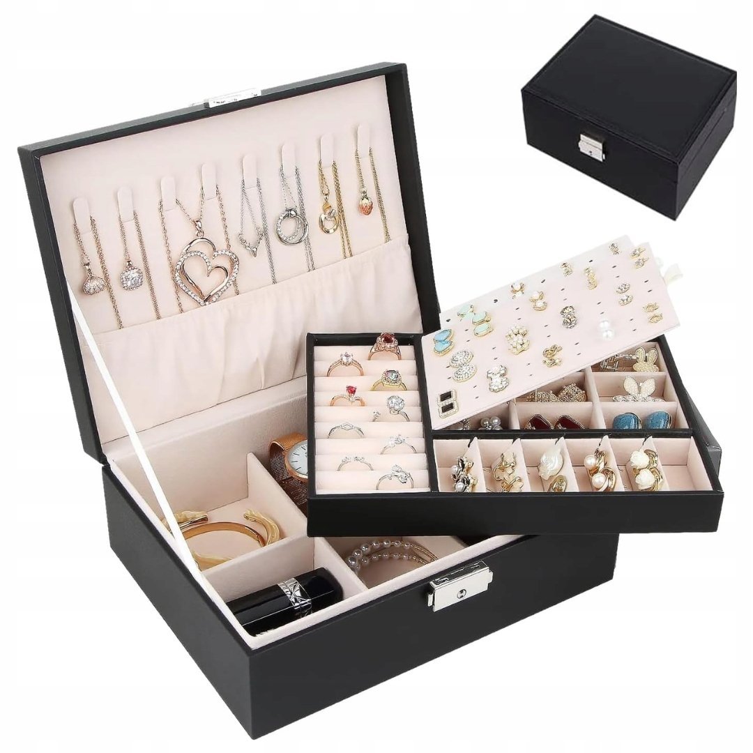 SZKATUŁKA NA BIŻUTERIĘ STYLOWY ORGANIZER DO PRZECHOWYWANIA BIŻUTERII DUŻE