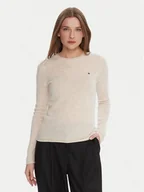 Swetry damskie - Tommy Hilfiger Sweter WW0WW40264 Écru Regular Fit - miniaturka - grafika 1
