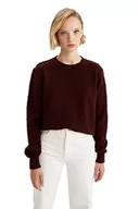 Swetry damskie - DeFacto Sweter normalny krój dla kobiet - sweter z golfem dla topów damski (brązowy, M), brązowy, M - miniaturka - grafika 1
