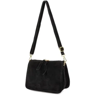 Czarna skórzana listonoszka damska włoska zamszowa kuferek Beltimore B64 czarny - Torebki damskie Czarna skórzana listonoszka damska włoska zamszowa kuferek Beltimore B64 czarny - Torebki damskie - miniaturka - grafika 1