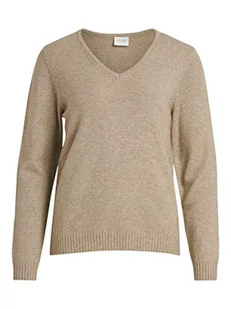 Vila Damski sweter z dzianiny z dekoltem w serek, Naturalny melanż, L - Swetry damskie - miniaturka - grafika 1