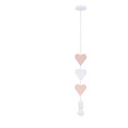 Lampy pozostałe - Biało-różowa lampa dziecięca z metalowym kloszem Hearts – Candellux Lighting - miniaturka - grafika 1