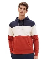 Bluzy męskie - TOM TAILOR Męska bluza z kapturem o wyglądzie Cutline, 14302-Velvet Red, XXL - miniaturka - grafika 1