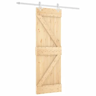 Drzwi przesuwne z osprzętem, 70x210 cm, lite drewno sosnowe 8721012082281 - Drzwi wewnętrzne - miniaturka - grafika 3