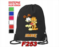 Torby szkolne - WOREK SZKOLNY NA WF SPORTOWY NA BUTY DLA DZIECI GARFIELD KOT - IMIĘ - miniaturka - grafika 1