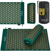 Akcesoria medycyny naturalnej - 4Fizjo Acupressure Mat, mata do akupresury z poduszką, 68 cm x 42 cm, zielono-złota - miniaturka - grafika 1