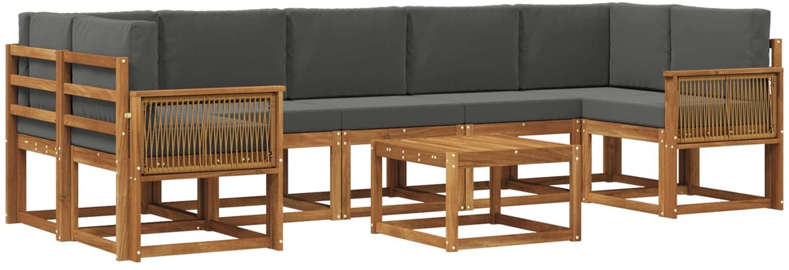 vidaXL Zestaw sof na zewnątrz 8 pcs Naturalny i Antracytowy Poliester