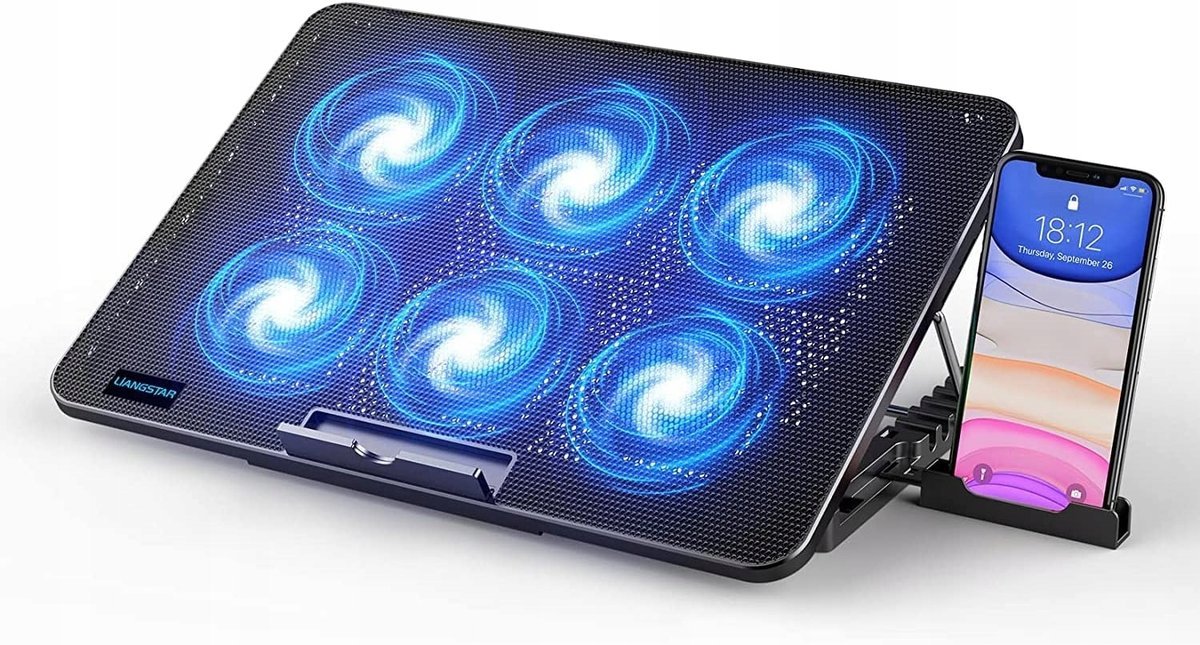 Podkładka chłodząca do laptopa LIANGSTAR z uchwytem na telefon
