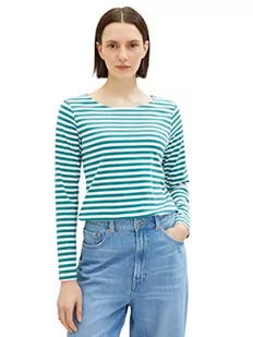Damska koszula z długimi rękawami w paski TOM TAILOR, 34058-zimozielony białawy pasek, XXXL - Koszule damskie - miniaturka - grafika 1
