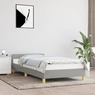 Łóżka - Lumarko Rama łóżka z zagłówkiem, jasnoszara, 100x200 cm, obity tkaniną - miniaturka - grafika 1