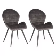 Krzesła - LABEL51 Krzesła stołowe Sil, 2 szt., 51x64x87 cm, antracytowe, welur - miniaturka - grafika 1