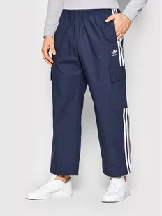 Adidas Spodnie dresowe adicolor 3-Stripes HB9473 Granatowy Loose Fit - Spodnie sportowe męskie - miniaturka - grafika 1