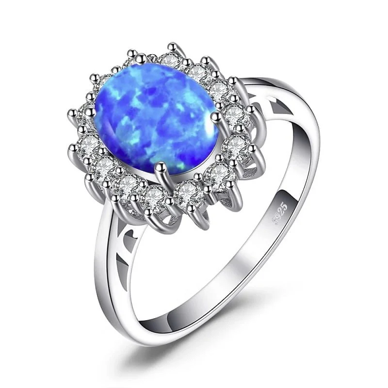 Srebrny pierścionek Blue Opal - 18