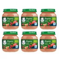 Desery dla dzieci - Gerber Organic Deserek jabłko malina dla niemowląt po 4 miesiącu Zestaw 6 x 125 g Bio - miniaturka - grafika 1