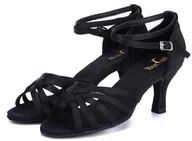 Pozostały sprzęt i akcesoria do ćwiczeń - Buty Taneczne Burtan Havana Do Tańca Towarzyskiego Salsa Czarne 7 Cm - miniaturka - grafika 1