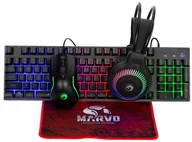 Zestawy myszka + klawiatura - Marvo LOOT 40, zestaw klawiatura mysz dla gracza, podk�adka, klawiatura, CZ/SK, do gry, membranowa rodzaj przewodowa USB, czarna CM416 CZ/SK - miniaturka - grafika 1