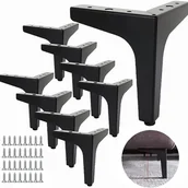 Zawiasy, okucia i inne akcesoria - Zestaw 8 czarnych nóg meblowych, 15-centymetrowe trójzębne nogi meblowe, odpowiednie do nóg stołów i krzeseł. - miniaturka - grafika 1