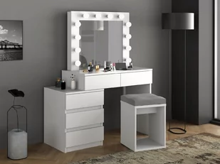 Toaletka kosmetyczna z lustrem i żarówkami Adele 12 Led biała - Toaletki Toaletka kosmetyczna z lustrem i żarówkami Adele 12 Led biała - Toaletki - miniaturka - grafika 1