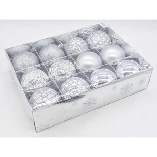 Bombki plastikowe 8 cm srebrne 12 szt. - Bombki - miniaturka - grafika 1