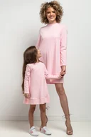 Komplety damskie - Komplet sukienek trapezowych dla mamy i córki, model 36, jasnoróżowy - miniaturka - grafika 1