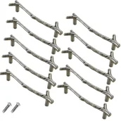 Zawiasy, okucia i inne akcesoria - 10 szt. zabytkowych gałek do szuflad szafkowych ze stopu cynku, uchwyty do szuflad w stylu rustykalnym (96 mm, srebrne) - miniaturka - grafika 1