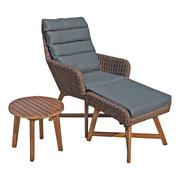 Meble ogrodowe - Komplet brązowego fotela ogrodowego, podnóżka i stolika Garden Pleasure Caliva - miniaturka - grafika 1