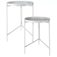 Ławy i stoliki kawowe - Komplet stolików pomocniczych białe okrągłe metalowe - miniaturka - grafika 1
