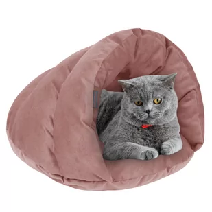 Domek Dla Kota Budka Zimowe Legowisko L 60 cm Welur VELVET - Różowy - Legowiska dla kotów - miniaturka - grafika 1